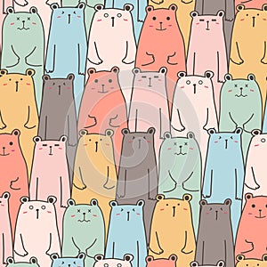 Cute Bear Pattern Background.