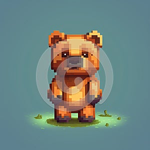 Cute Bear Pixel Illustration In Minecraft Style - 4k Art By Jonny B