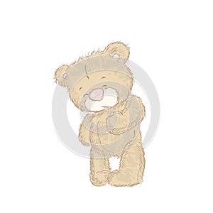 Cute Bear were drawn by hand. Little Bear vector . Funny bear. photo