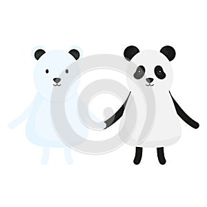 Cute bears panda and polar