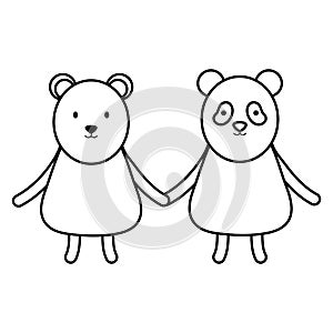 Cute bears panda and polar