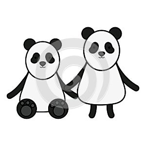 Cute bears pandas couple childish characters