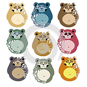 Cute bears for patterns and decoration. Matryoshka style