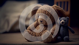 cute bears teddies toys indoor scene ,generative AI