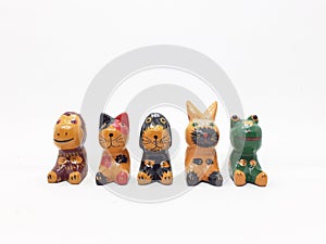 Cute Beautiful Artistic Colorful Wooden Handmade Animal Theme Urban Toys in White Isolated Background 03