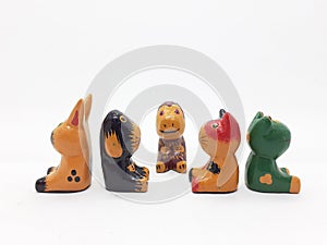 Cute Beautiful Artistic Colorful Wooden Handmade Animal Theme Urban Toys in White Isolated Background 34