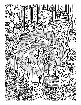 Christmas Grandpa Grandson Adults Coloring Page