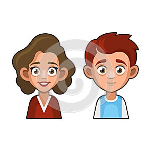 Cute Girl and Boy Avatar. Young Woman and Man Cartoon Style Userpic