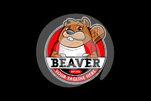 Cute Beaver Animal cartoon character template