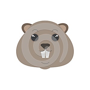 Cute beaver face, portrait of comic furry forest animal mascot for avatar