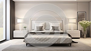 Cute Bedroom In New Luxury Home, Bedroom, Modern, Flooring, Tiled Floor, Luxury. generative ai