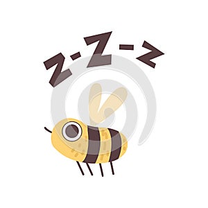 Cute Bee Buzzing, Funny Cartoon Insect Making Zzz Sound Vector Illustration