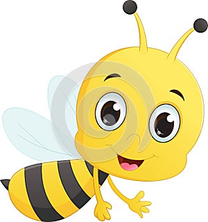 Cute bee cartoon flying