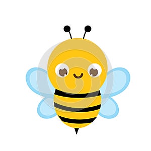 Cute bee. Cartoon insect character. Vector illustration