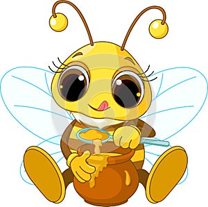 Carino ape mangiare Miele 