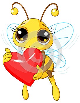 Cute Bee holding Love heart