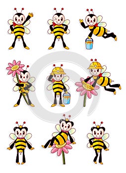 Cute bee icons set