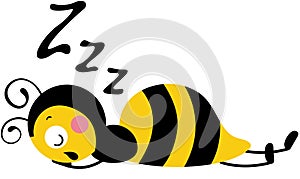 Cute bee lying down sleeping