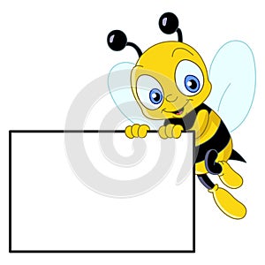 Cute bee with sign