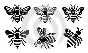 Cute Bee Silhouette Vector