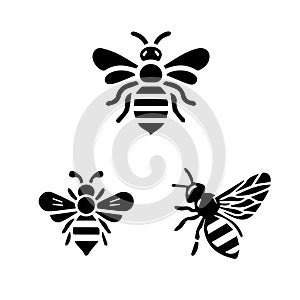 Cute bee silhouette vector