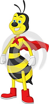 cute bee in a superhero costume cartoon