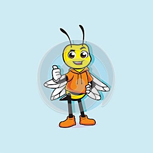 Cute bee Vector cartoon mascot design