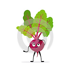 Cute beet character cartoon mascot vegetable healthy food concept isolated