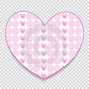 Cute big pink paper cut heart sticker with little hearts pattern