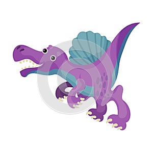 Cute Bipedal Dinosaur with Tail and Claws as Ancient Reptile Vector Illustration