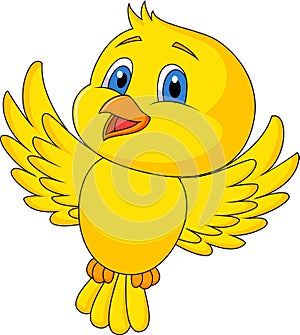 Cute bird cartoon flying