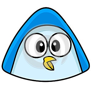 Cute bird emoticon with gawking expression, doodle kawaii. doodle icon image