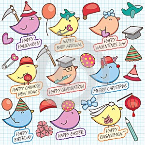 Cute birdy celebration clip art