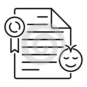 Cute birth certificate icon, outline style