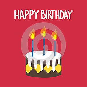 Cute birthday card with cake and candles. simple vector for kids. celebration cards. birthday invitation.