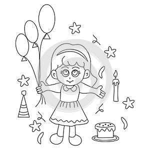 Cute Birthday Girl Coloring Page