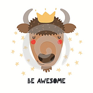 Cute bison illustration