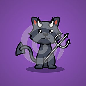 Cute black cat halloween costume mascot design illustration