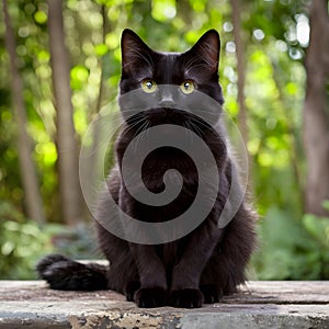 Cute black cat strikes a charming pose, capturing hearts