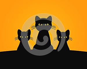 Cute black cats family Halloween background