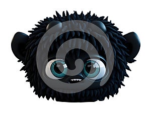 Cute black furry monster on a transparent background