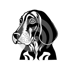 Cute Black Ink Bloodhound Dog Portrait