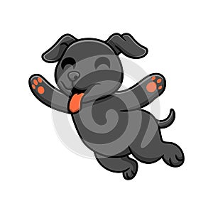 Cute black labrador dog cartoon jumping