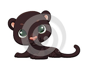 Cute black panther cub cartoon vector illustration