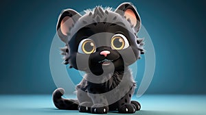 Cute black panther smiles with big eyes