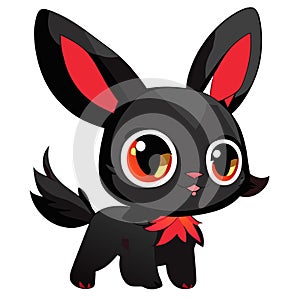 Cute black rabbit with big eyes on white background, vector illustration Generative AI