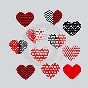 Cute black and red decorative little heart set.