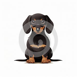 Cute Black And Tan Dachshund Dog Illustration With Playful Use Of Light And Shadow