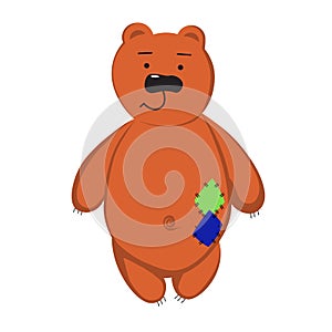 Cute black teddy bear icon with on white background