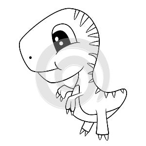 Cute Black and White Cartoon of Baby T-Rex Dinosaur